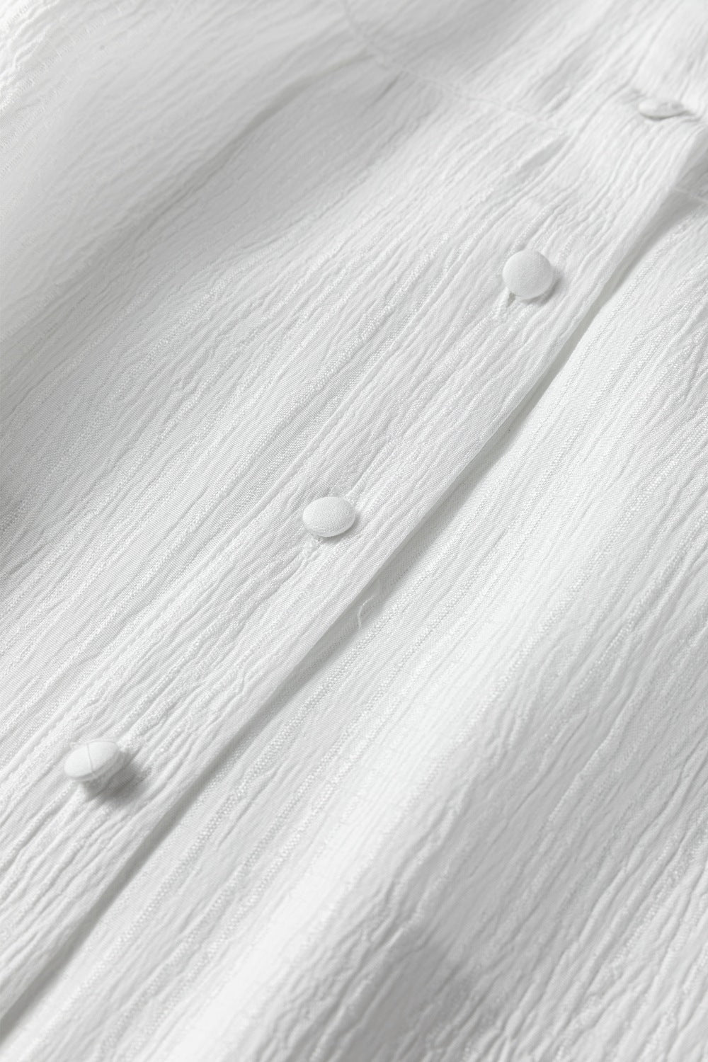 Crinkled Texture Lantern Sleeve Button Down Loose Shirt - Trendy Tops/Casual Tops in White for Women | The802Gypsy