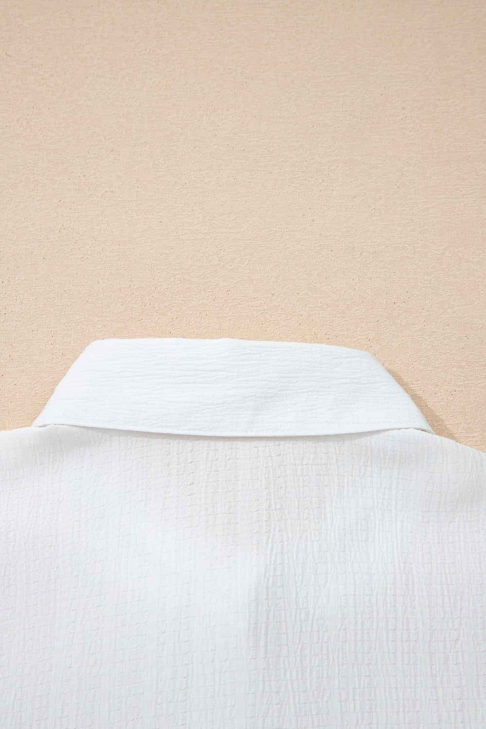 Crinkled Texture Lantern Sleeve Button Down Loose Shirt - Trendy Tops/Casual Tops in White for Women | The802Gypsy