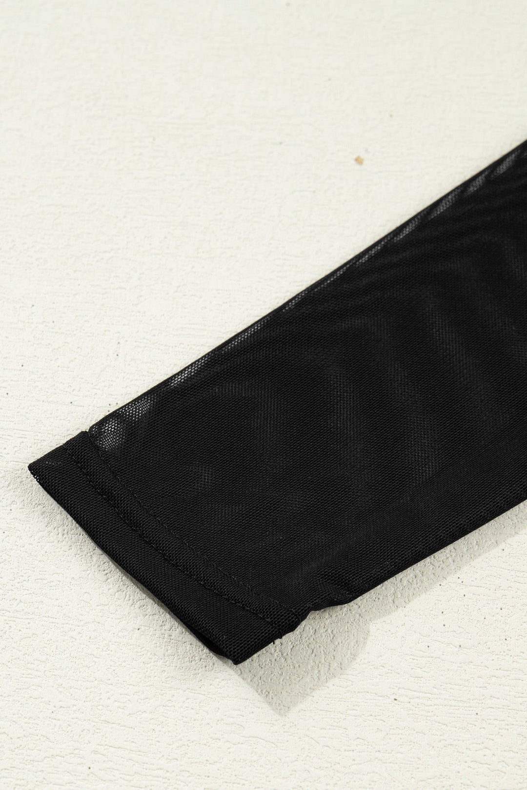 Fiery Red Sheer Mesh Patchwork High Neck Long Sleeve Top - Trendy Tops/Long Sleeve Tops in Black for Women | The802Gypsy