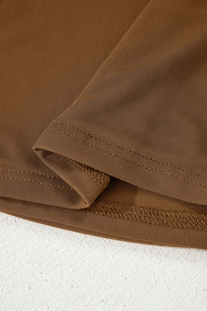 Fiery Red Sheer Mesh Patchwork High Neck Long Sleeve Top - Trendy Tops/Long Sleeve Tops in Black for Women | The802Gypsy