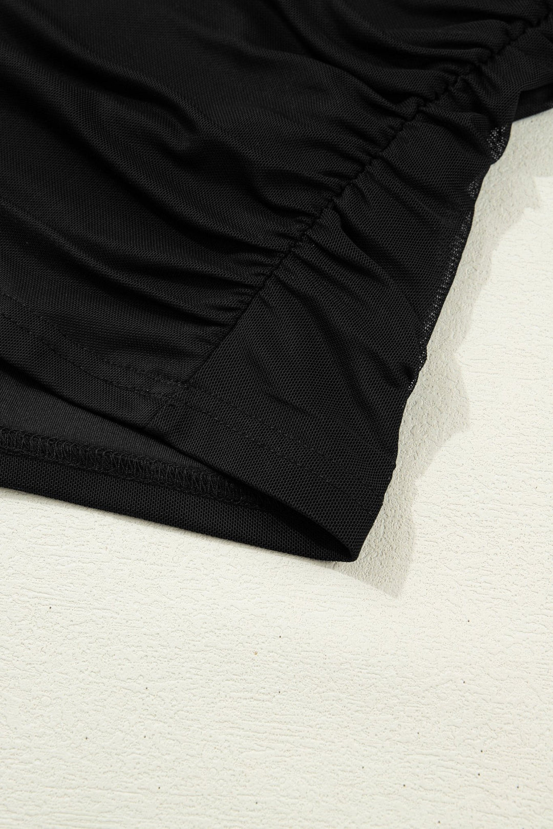 Fiery Red Sheer Mesh Patchwork High Neck Long Sleeve Top - Trendy Tops/Long Sleeve Tops in Black for Women | The802Gypsy