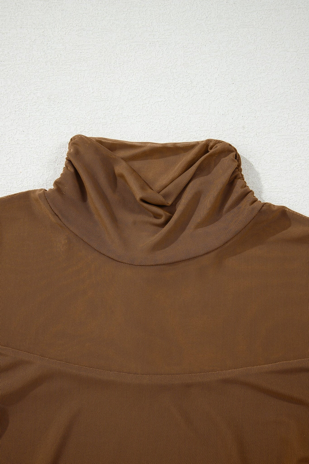 Fiery Red Sheer Mesh Patchwork High Neck Long Sleeve Top - Trendy Tops/Long Sleeve Tops in Black for Women | The802Gypsy