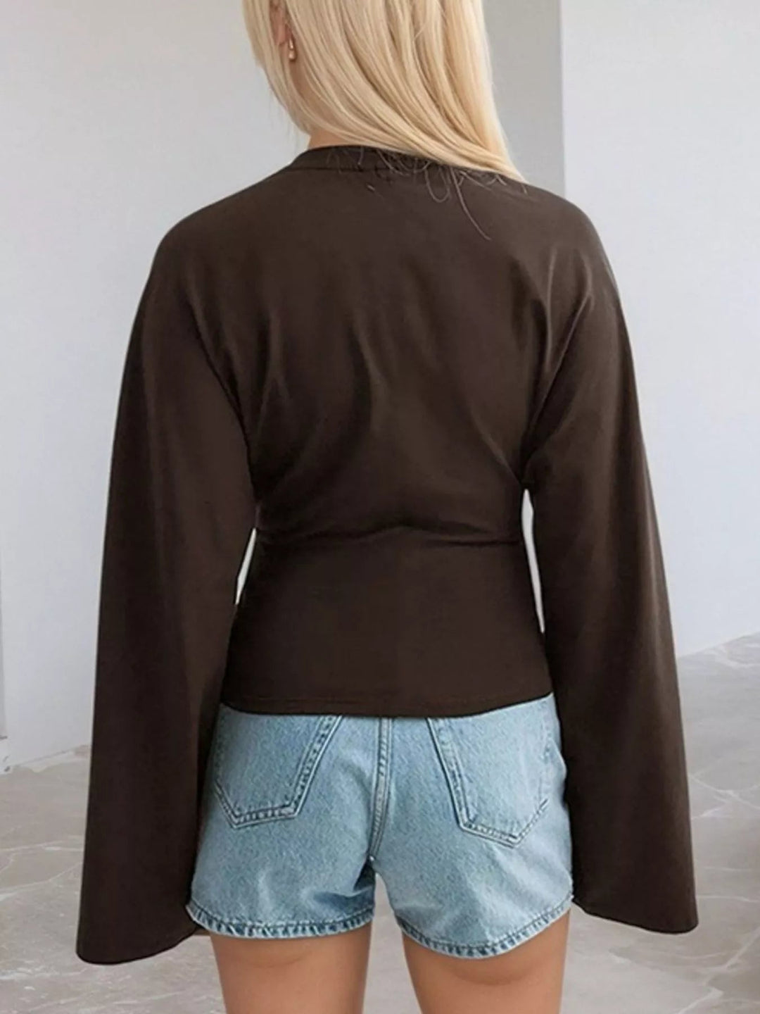 Round Neck Long - Sleeve T-Shirt - Trendy Tops/Long Sleeve Tops in Brown for Women | The802Gypsy