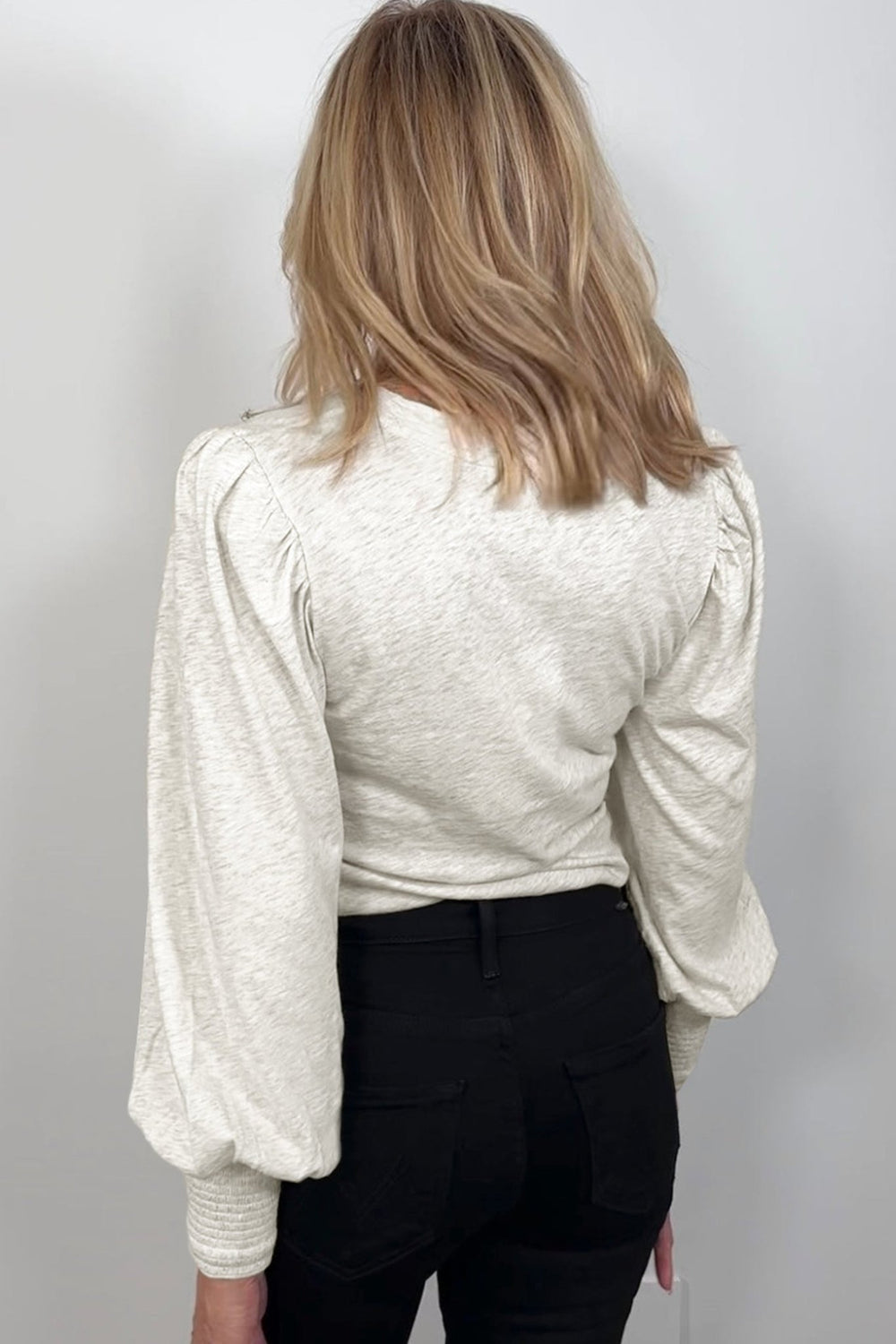 Oatmeal Puff Sleeve Peasant Top - Trendy Tops/Long Sleeve Tops in Oatmeal for Women | The802Gypsy