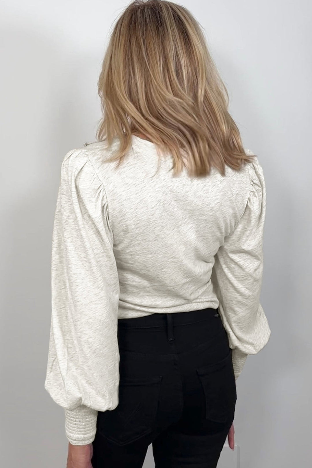 Oatmeal Puff Sleeve Peasant Top - Trendy Tops/Long Sleeve Tops in Oatmeal for Women | The802Gypsy