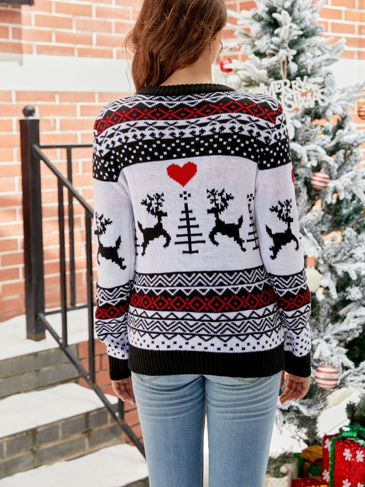Christmas Round Neck Sweater - Trendy Tops/Sweaters in Black for Women | The802Gypsy