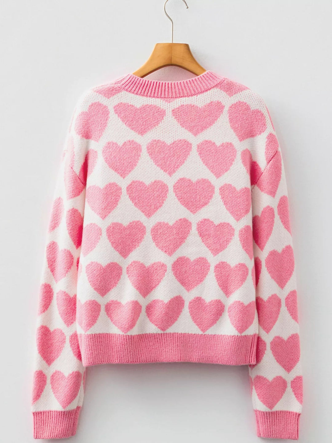 Valentine Heart Round Neck Sweater - Trendy Tops/Sweaters in Blush Pink for Women | The802Gypsy