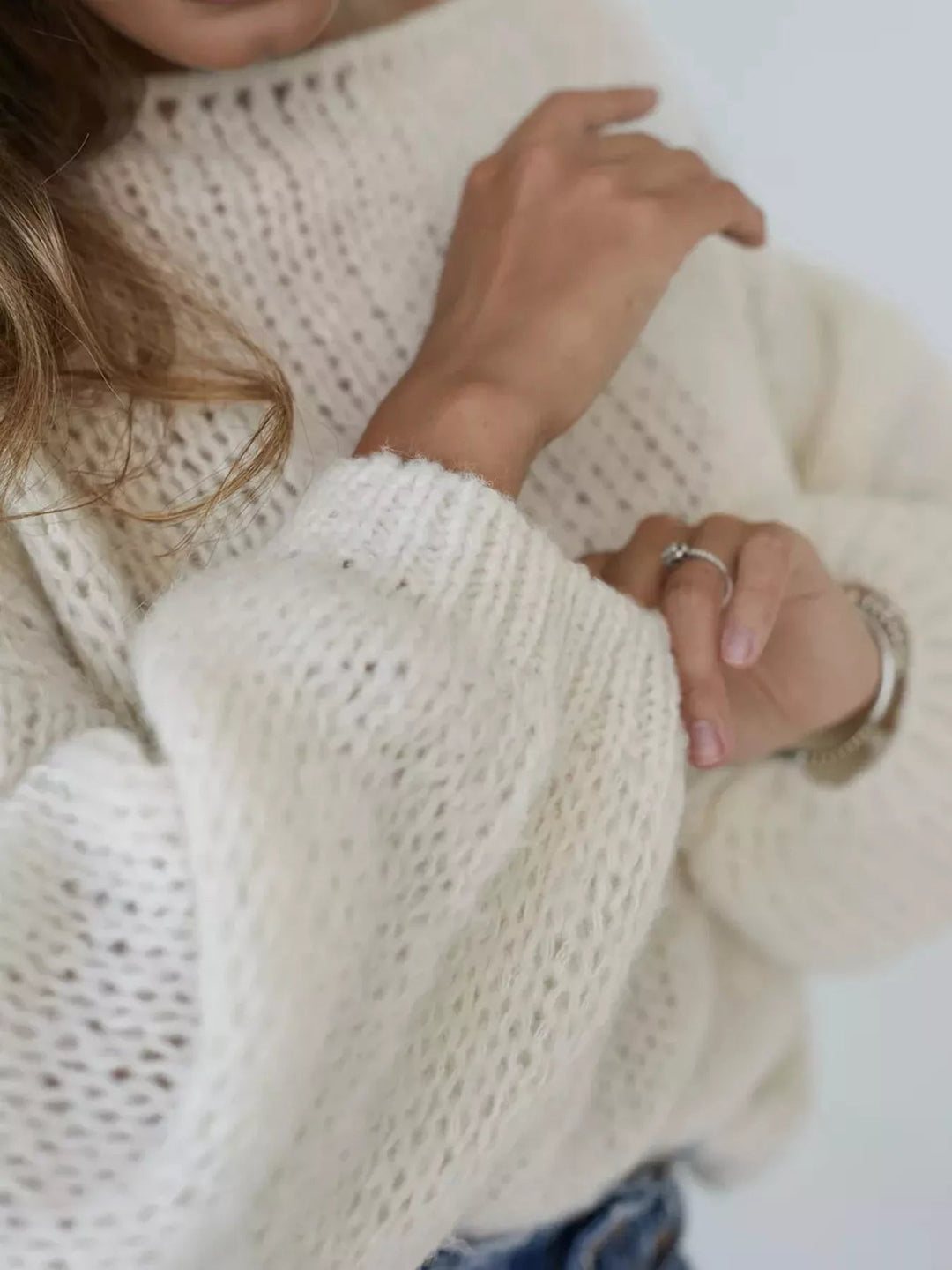 Chunky Knit Boat Neck Sweater - Trendy Tops/Sweaters in Cream for Women | The802Gypsy