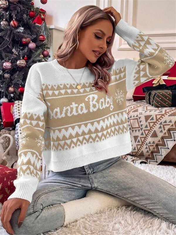 Santa Baby Christmas Sweater - Trendy Tops/Sweaters in Khaki for Women | The802Gypsy