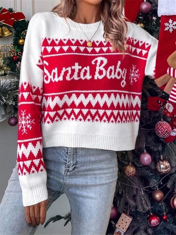 Santa Baby Christmas Sweater - Trendy Tops/Sweaters in Red for Women | The802Gypsy