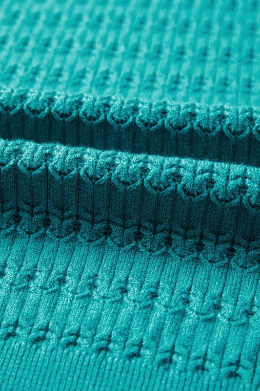 JUNIPER BLVD Solid Knit Ribbed Cuff Crewneck Sweater - Trendy Tops/Sweaters in Sea Green for Women | The802Gypsy