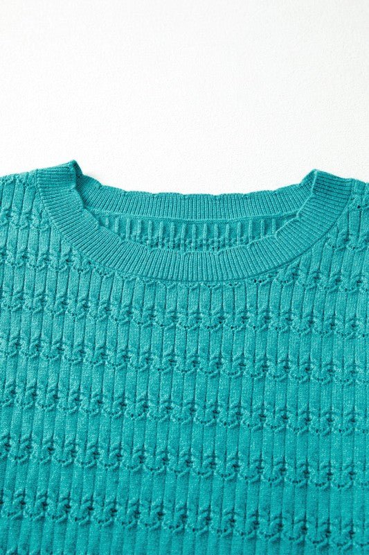 JUNIPER BLVD Solid Knit Ribbed Cuff Crewneck Sweater - Trendy Tops/Sweaters in Sea Green for Women | The802Gypsy