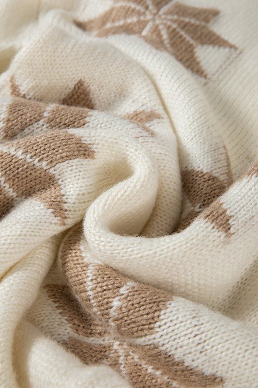 JUNIPER BLVD Christmas Snowflake Crewneck Sweater - Trendy Tops/Sweaters in White for Women | The802Gypsy