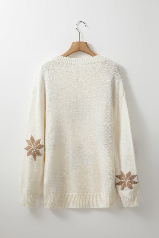 JUNIPER BLVD Christmas Snowflake Crewneck Sweater - Trendy Tops/Sweaters in White for Women | The802Gypsy