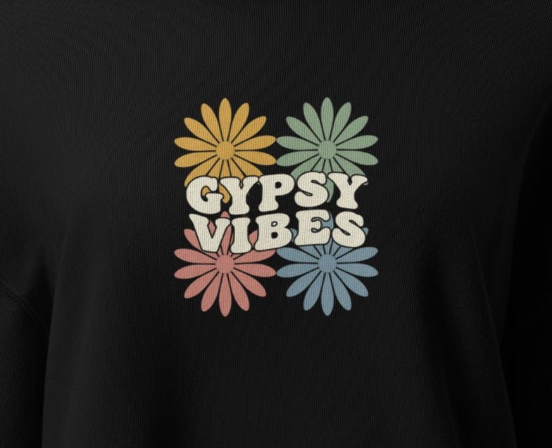Gypsy Vibes Cropped Hoodie - Trendy Tops/Sweatshirts & Hoodies in Black for Women | The802Gypsy