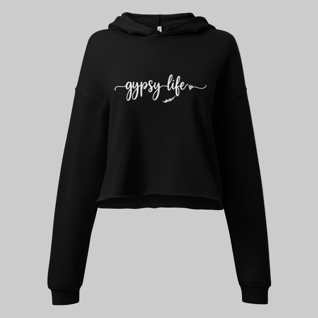 Gypsy Life Cropped Hoodie - Trendy Tops/Sweatshirts & Hoodies in Black for Women | The802Gypsy