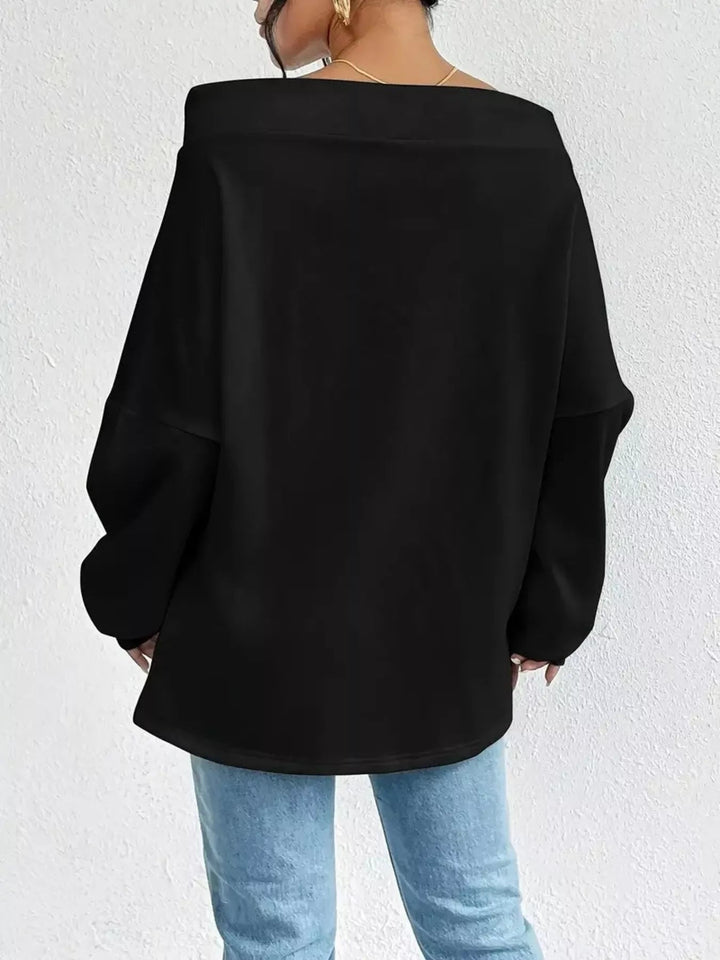 Off - Shoulder Drawstring Sweatshirt - Trendy Tops/Sweatshirts & Hoodies in Black for Women | The802Gypsy