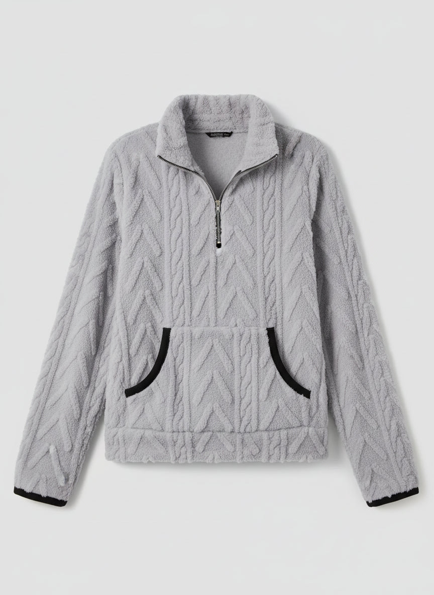 Cozy Fleece Half - Zip Pullover - Trendy Tops/Sweatshirts & Hoodies in Gray for Women | The802Gypsy