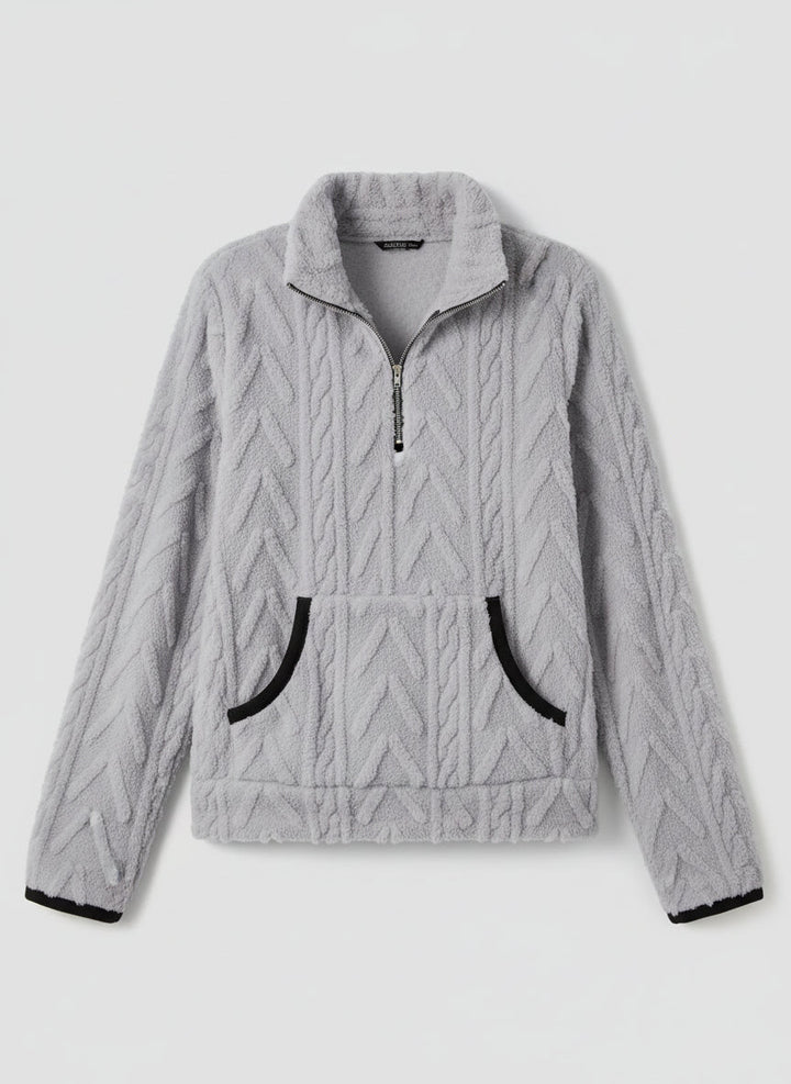 Cozy Fleece Half - Zip Pullover - Trendy Tops/Sweatshirts & Hoodies in Gray for Women | The802Gypsy