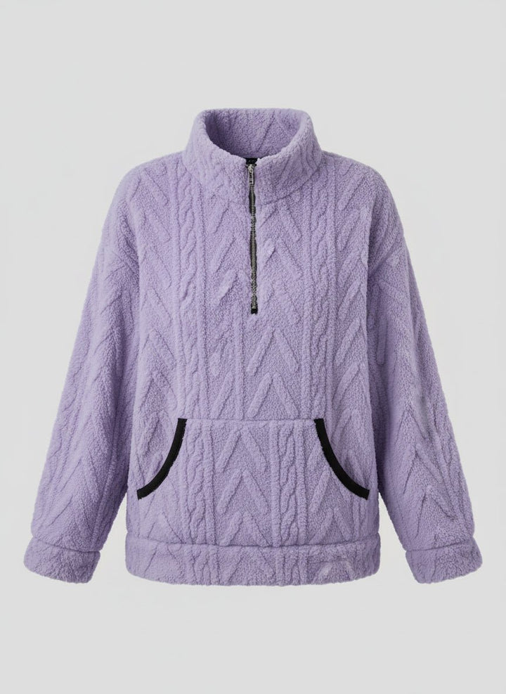 Cozy Fleece Half - Zip Pullover - Trendy Tops/Sweatshirts & Hoodies in Purple for Women | The802Gypsy