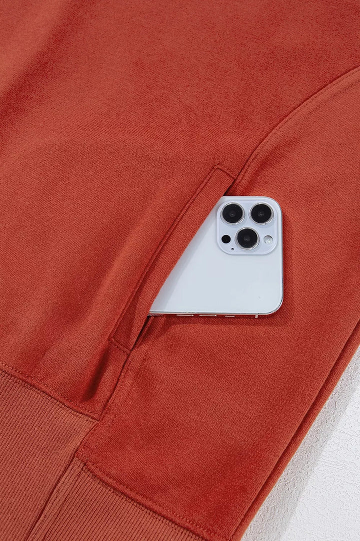 Drawstring Dropped Shoulder Hoodie - Trendy Tops/Sweatshirts & Hoodies in Rust for Women | The802Gypsy