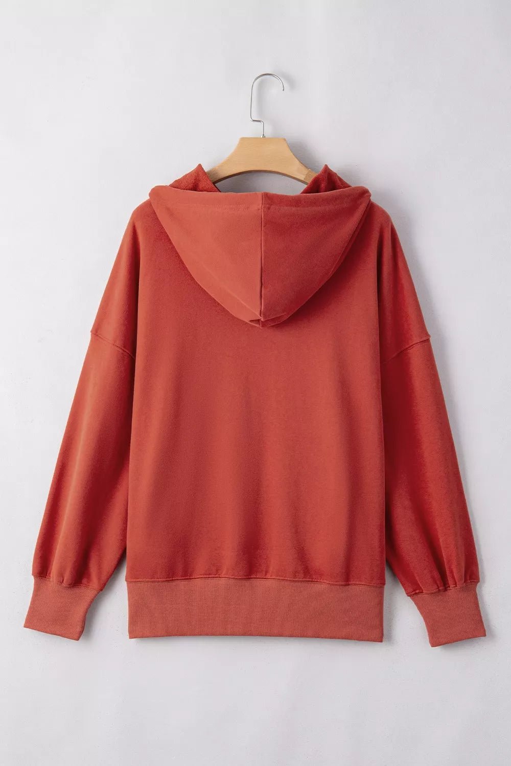 Drawstring Dropped Shoulder Hoodie - Trendy Tops/Sweatshirts & Hoodies in Rust for Women | The802Gypsy