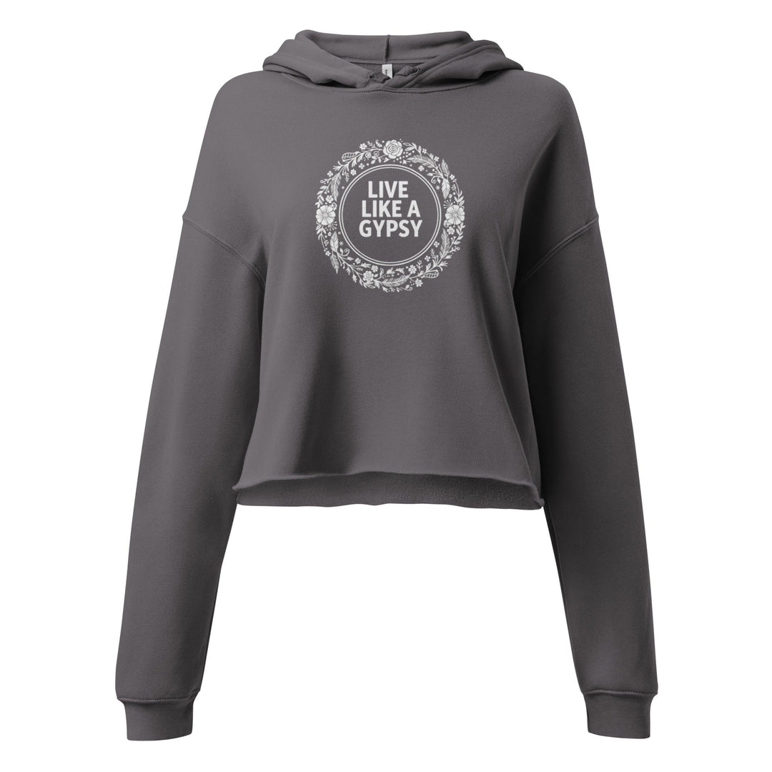 Live Like A Gypsy Cropped Hoodie - Trendy Tops/Sweatshirts & Hoodies in Storm for Women | The802Gypsy
