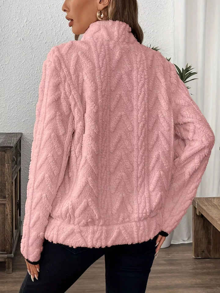 Cozy Fleece Half - Zip Pullover - Trendy Tops/Sweatshirts & Hoodies in White for Women | The802Gypsy