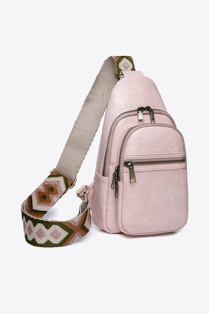 Trendsi Blush Pink / One Size Adored It's Your Time PU Leather Sling Bag