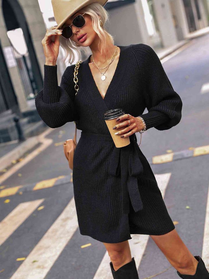 Trendsi dress Black / S Gypsy Winni Wrap Sweater Dress