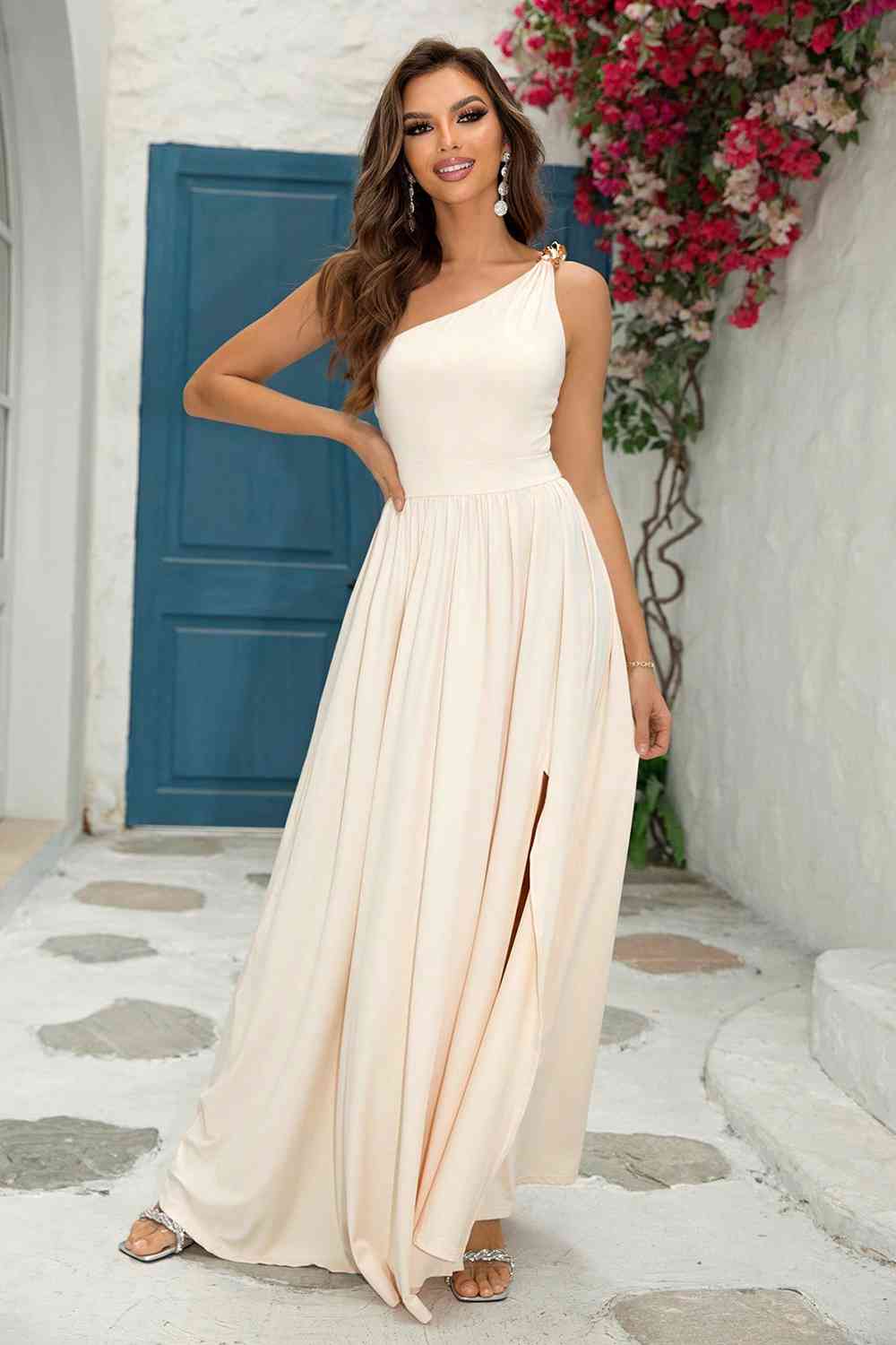 Trendsi dress Gypsy Cly One-Shoulder Split Maxi Dress