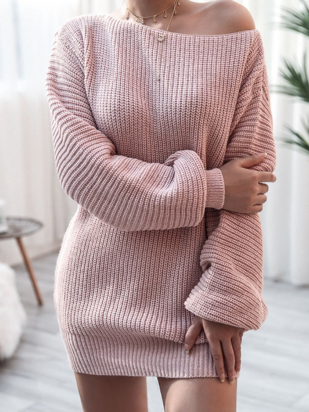 Trendsi dress Gypsy Simple Rib-Knit Sweater Dress