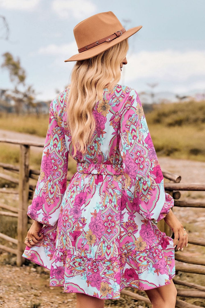 Trendsi dress Gypsy Surge Printed Long Sleeve Dress