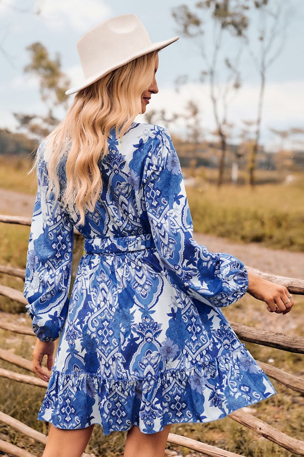 Trendsi dress Gypsy Surge Printed Long Sleeve Dress
