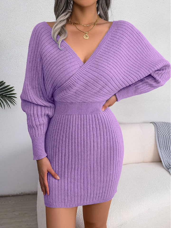 Trendsi dress Heliotrope Purple / S Gypsy Zeek Rib-Knit Sweater Dress