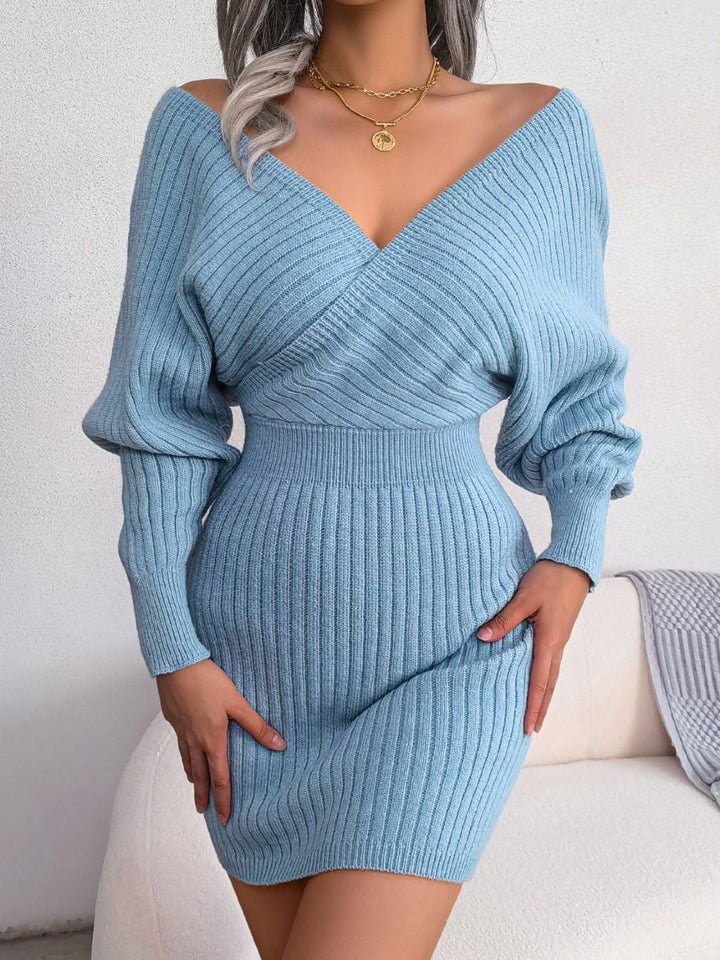 Trendsi dress Sky Blue / S Gypsy Zeek Rib-Knit Sweater Dress