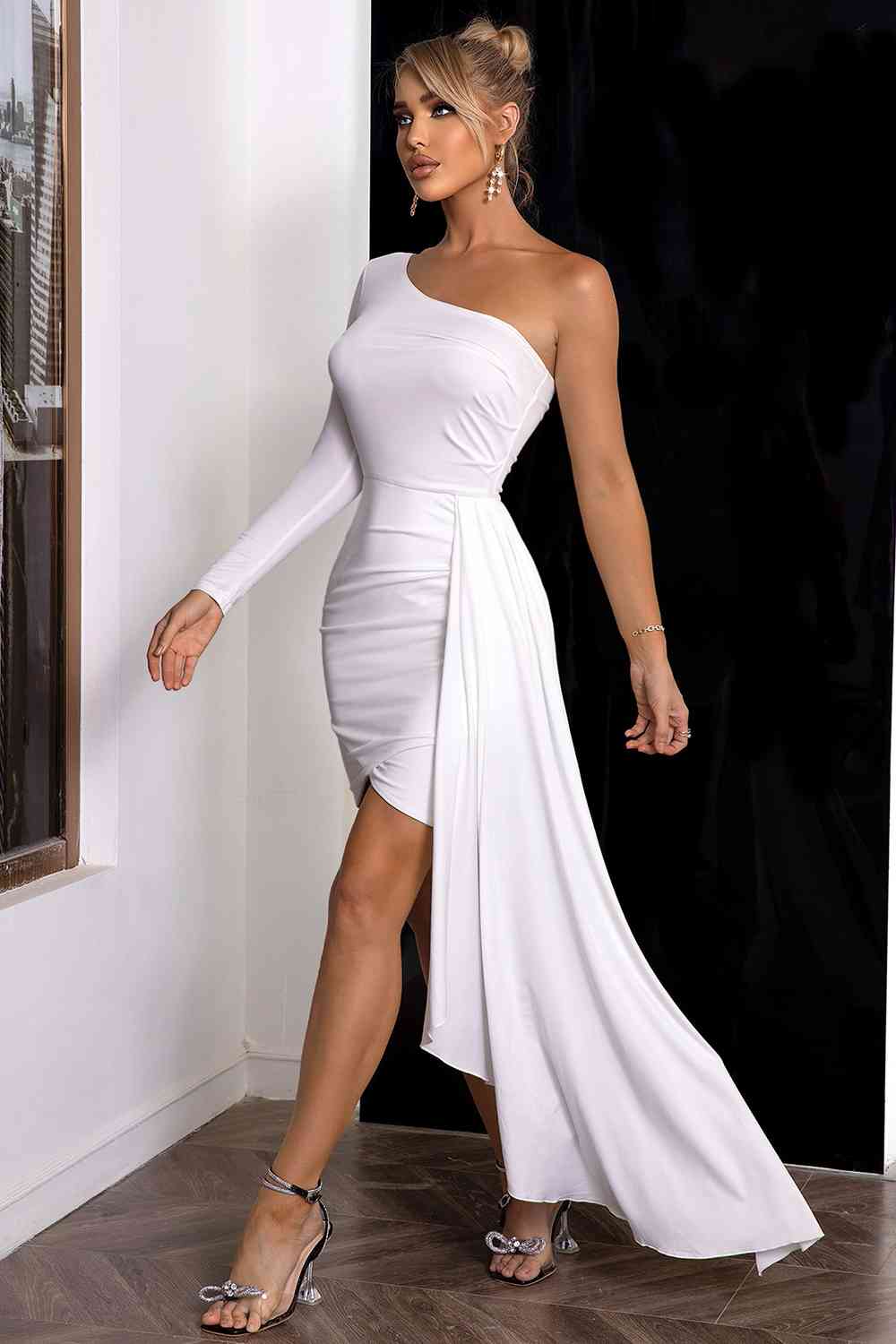 Trendsi Dresses Gypsy One-Shoulder Long Sleeve Mini Dress