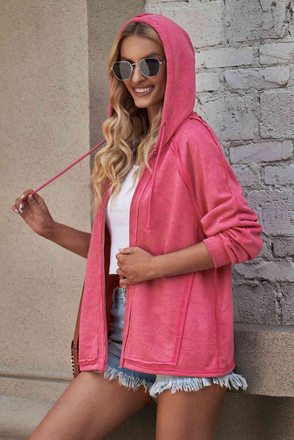 Trendsi hoodie Gypsy Mountain Drawstring Hooded Jacket with Pockets