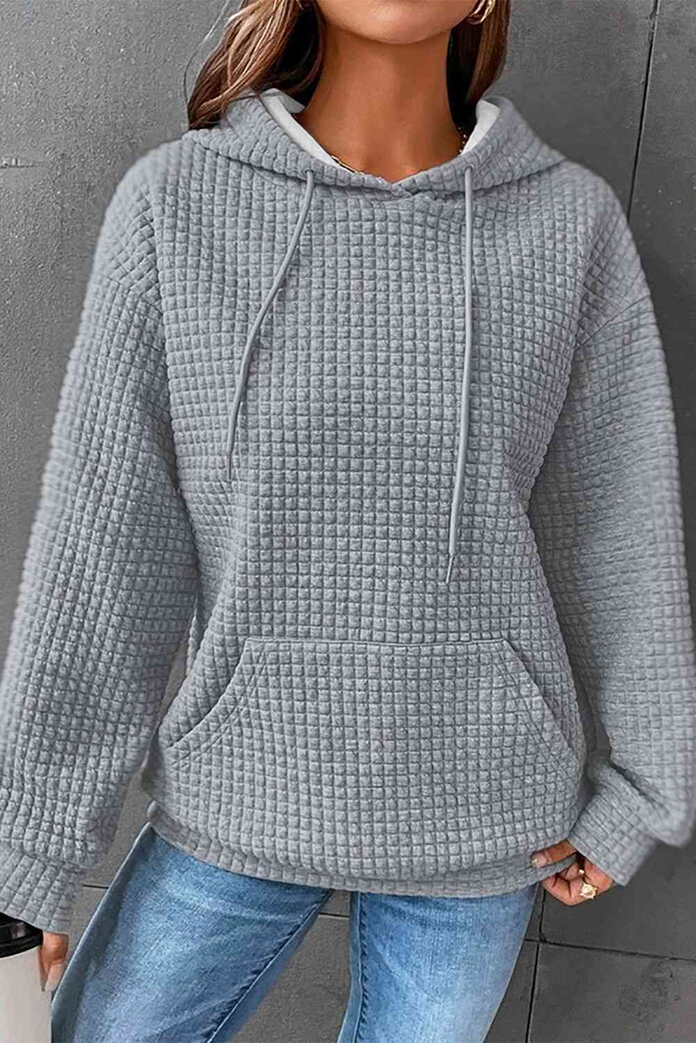 Trendsi hoodie Heather Gray / S Gypsy Leave Pocketed Hoodie