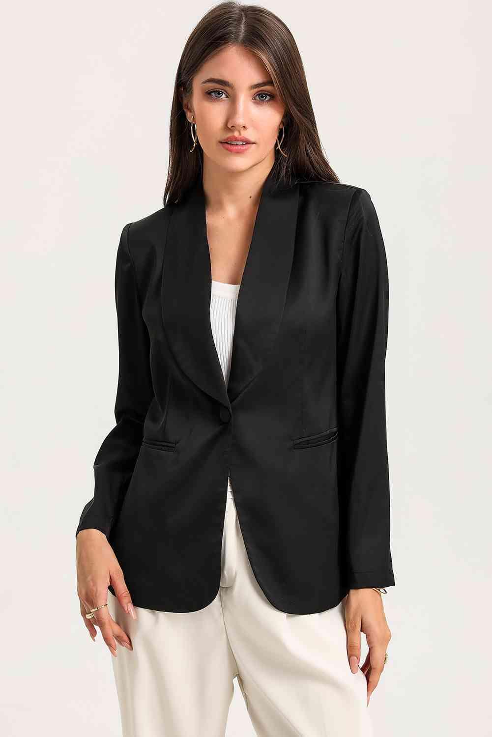 Trendsi Jacket Black / S Gypsy Long Sleeve Shawl Collar Blazer