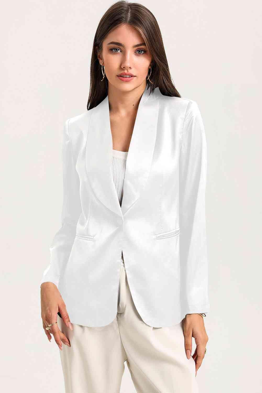 Trendsi Jacket White / S Gypsy Long Sleeve Shawl Collar Blazer