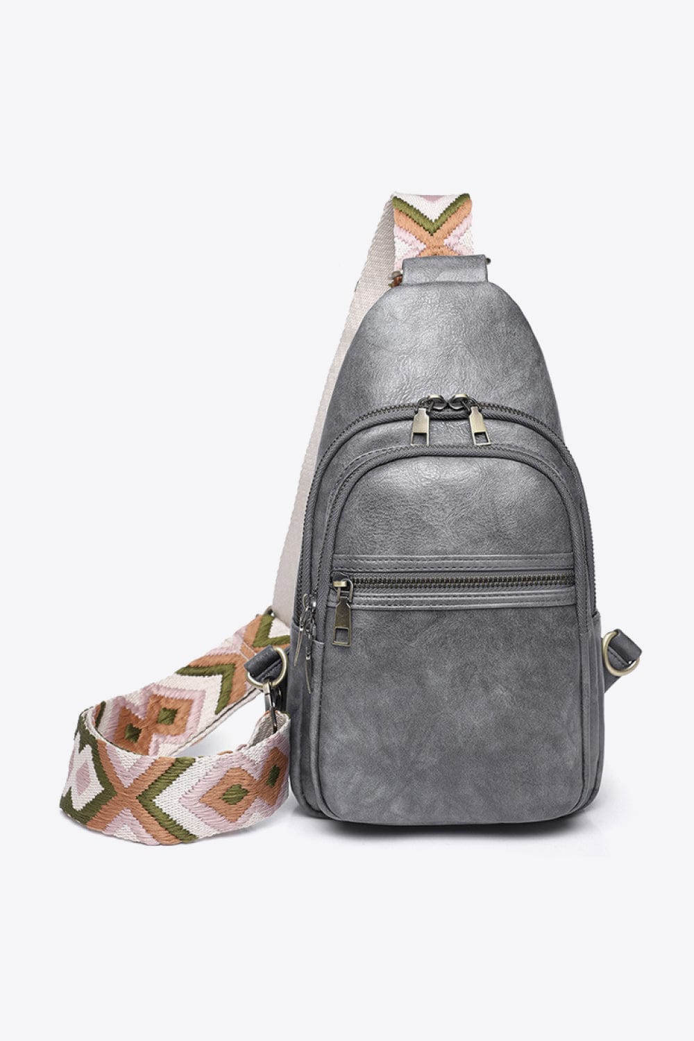 Trendsi Mid Gray / One Size Adored It's Your Time PU Leather Sling Bag