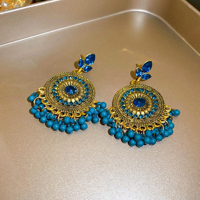 Trendsi Rhinestone Alloy Bead Dangle Earrings