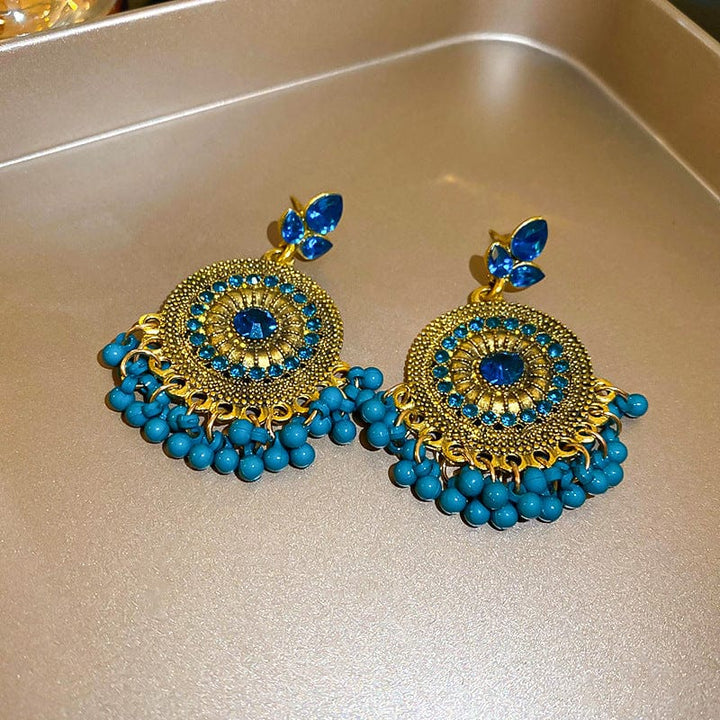 Trendsi Rhinestone Alloy Bead Dangle Earrings