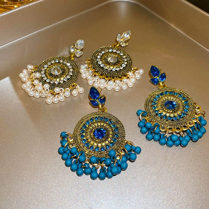 Trendsi Rhinestone Alloy Bead Dangle Earrings