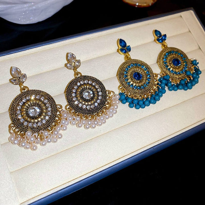 Trendsi Rhinestone Alloy Bead Dangle Earrings