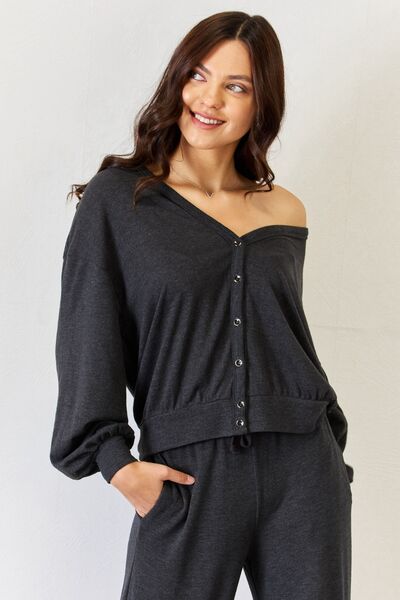 Trendsi shirts and tops Charcoal Grey / S ❤GYPSY-RISEN-Ultra Soft  Button Up Long Sleeve Lounge Cardigan