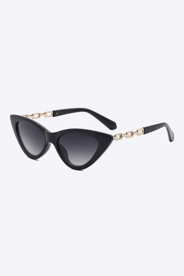 Trendsi sunglasses Black / One Size Chain Detail Cat-Eye Sunglasses