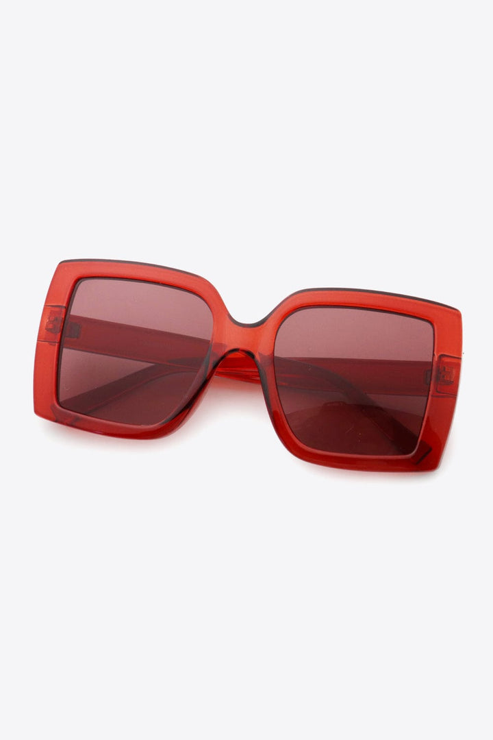 Trendsi sunglasses Deep Red / One Size Acetate Lens Square Sunglasses