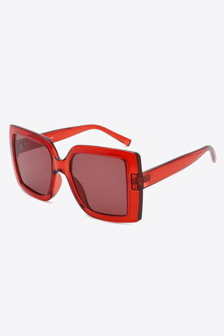 Trendsi sunglasses Deep Red / One Size Acetate Lens Square Sunglasses